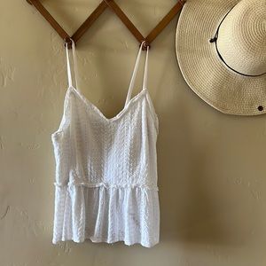 White tank top || embroidered Cami strap Flowey hem